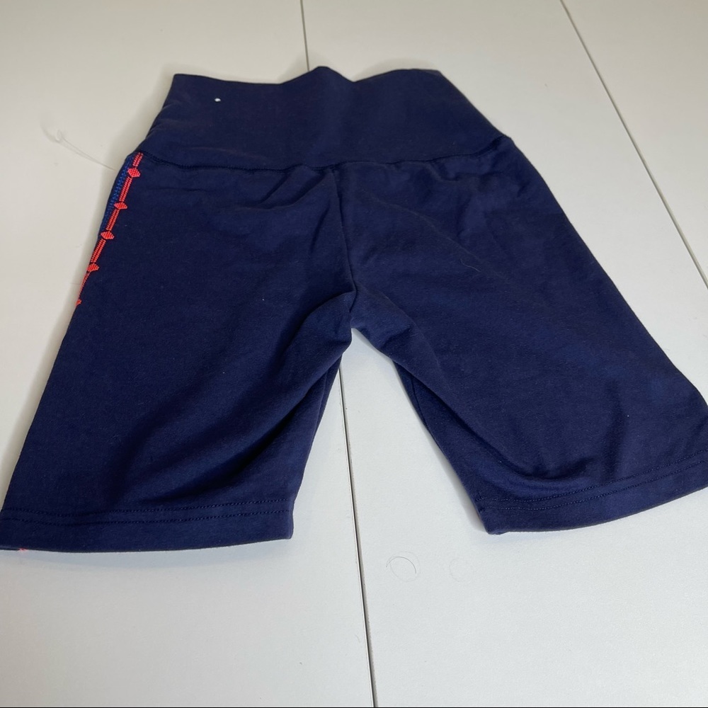 AERIE NAVY BLUE EMBROIDERED CORAL PINK BIKE SHORTS size XS